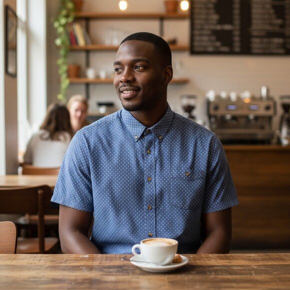 Moda Campia Mens Blue Short Sleeve Button-Up Shirt XXL 100% Cotton Classic Fit W - Picture 8 of 12